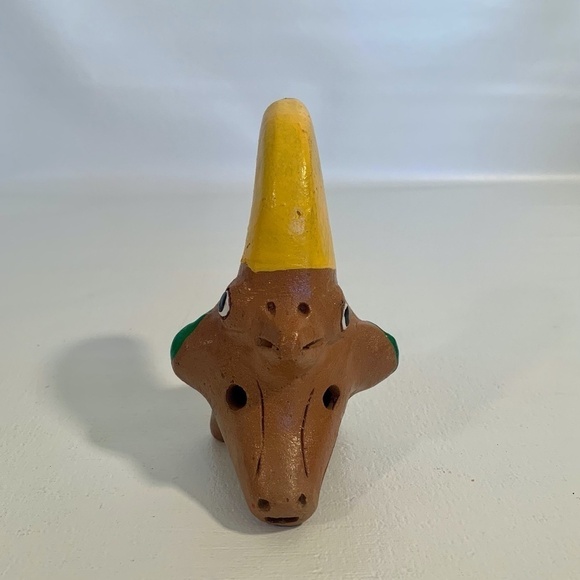 Vintage Ocarina Folk Art Clay Toucan Whistle 3 Head Flute Shape Shift Animal 5” - Picture 5 of 14